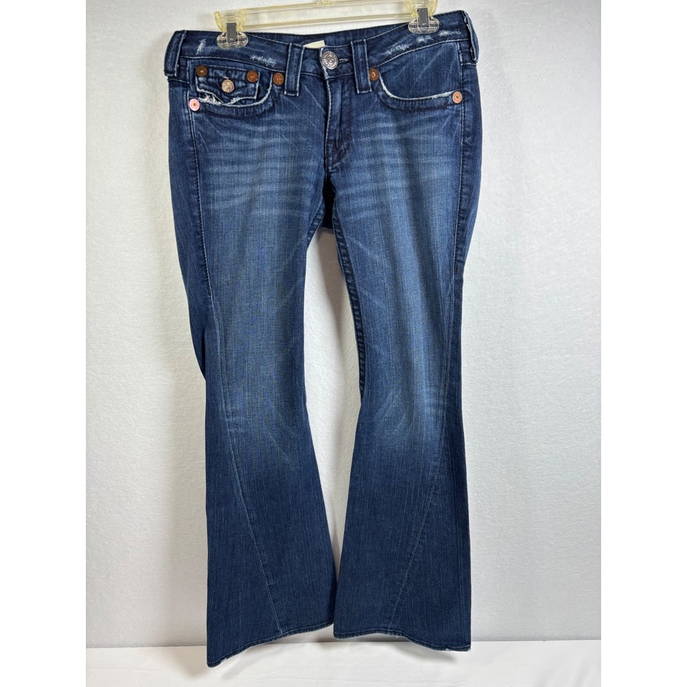 True Religion Joey Big T Jeans Womens 28 Flare Low Rise USA Y2K World Tour